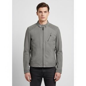 Guess NWT Men's Grey Quilted motorcycle drew suedes Jacket size XS